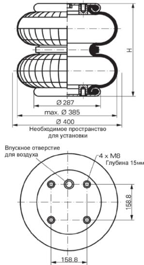 Габаритные размеры баллонного привода FD 530-22CI G 3/4